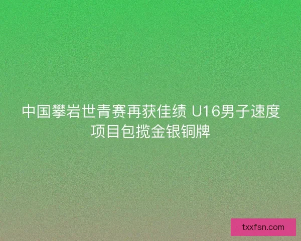 中国攀岩世青赛再获佳绩 U16男子速度项目包揽金银铜牌