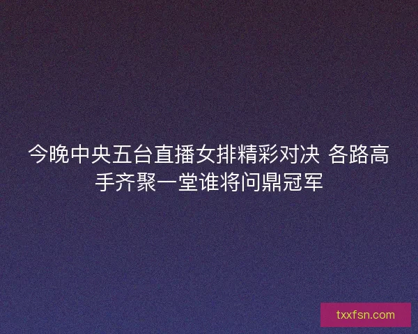 今晚中央五台直播女排精彩对决 各路高手齐聚一堂谁将问鼎冠军