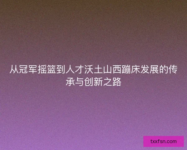 从冠军摇篮到人才沃土山西蹦床发展的传承与创新之路